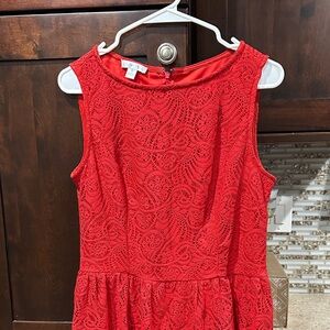 London Times Red Lace Mini Dress